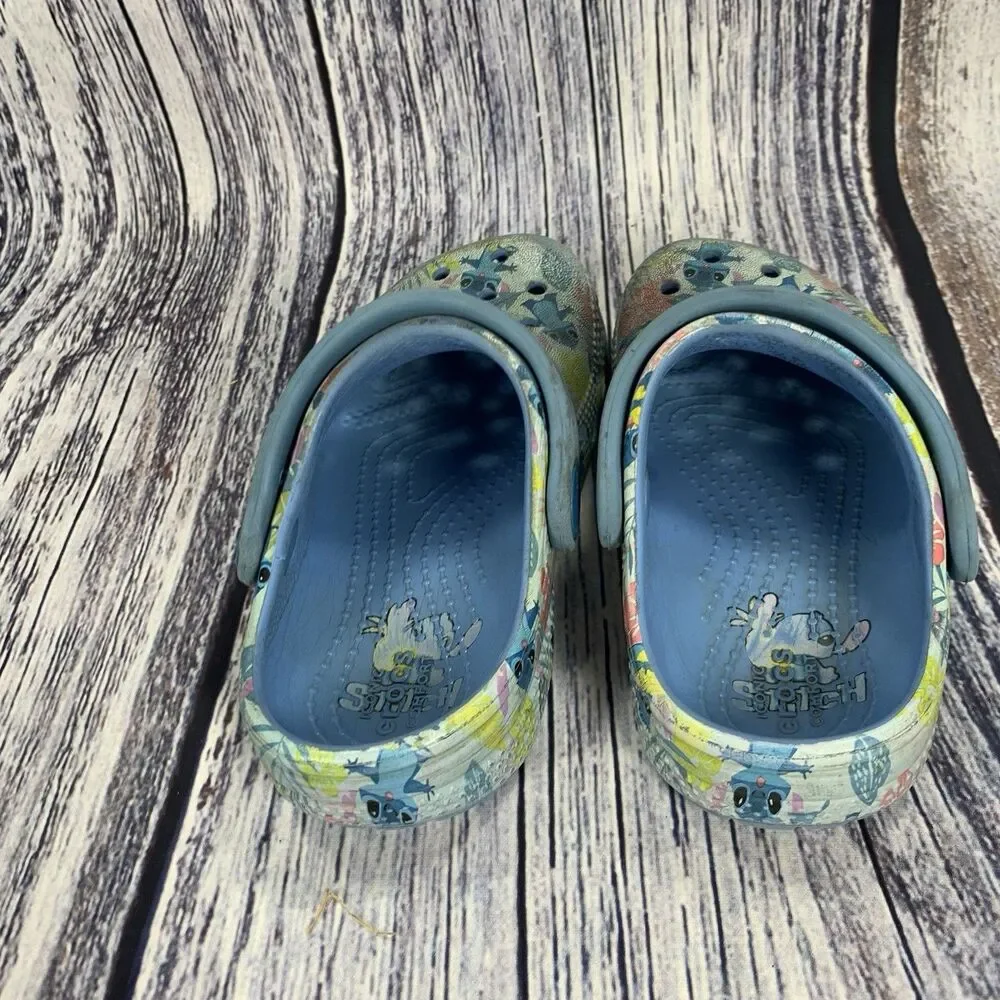 Crocs X Disney Stitch Hawaiian Print Classic Clogs Toddler Size C 8